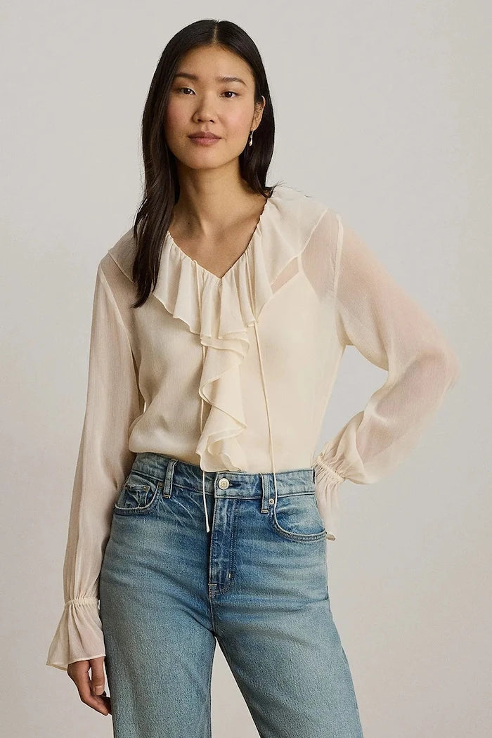 Lauren Ralph Lauren fırfırlı kadın bluzu