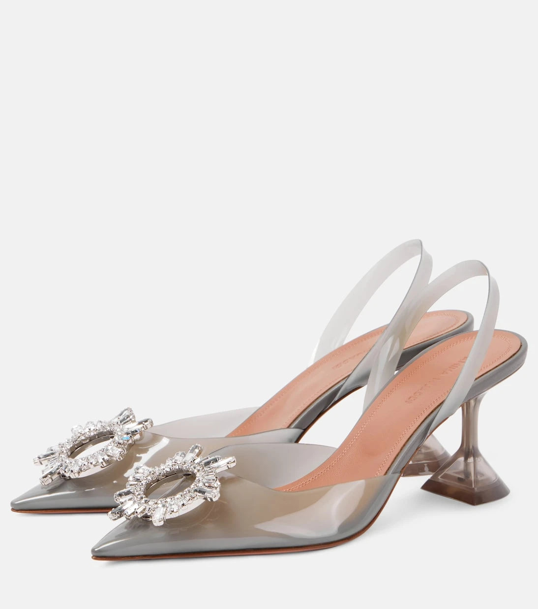 Amina Muaddi - Begum Glass 70 PVC slingback pumps