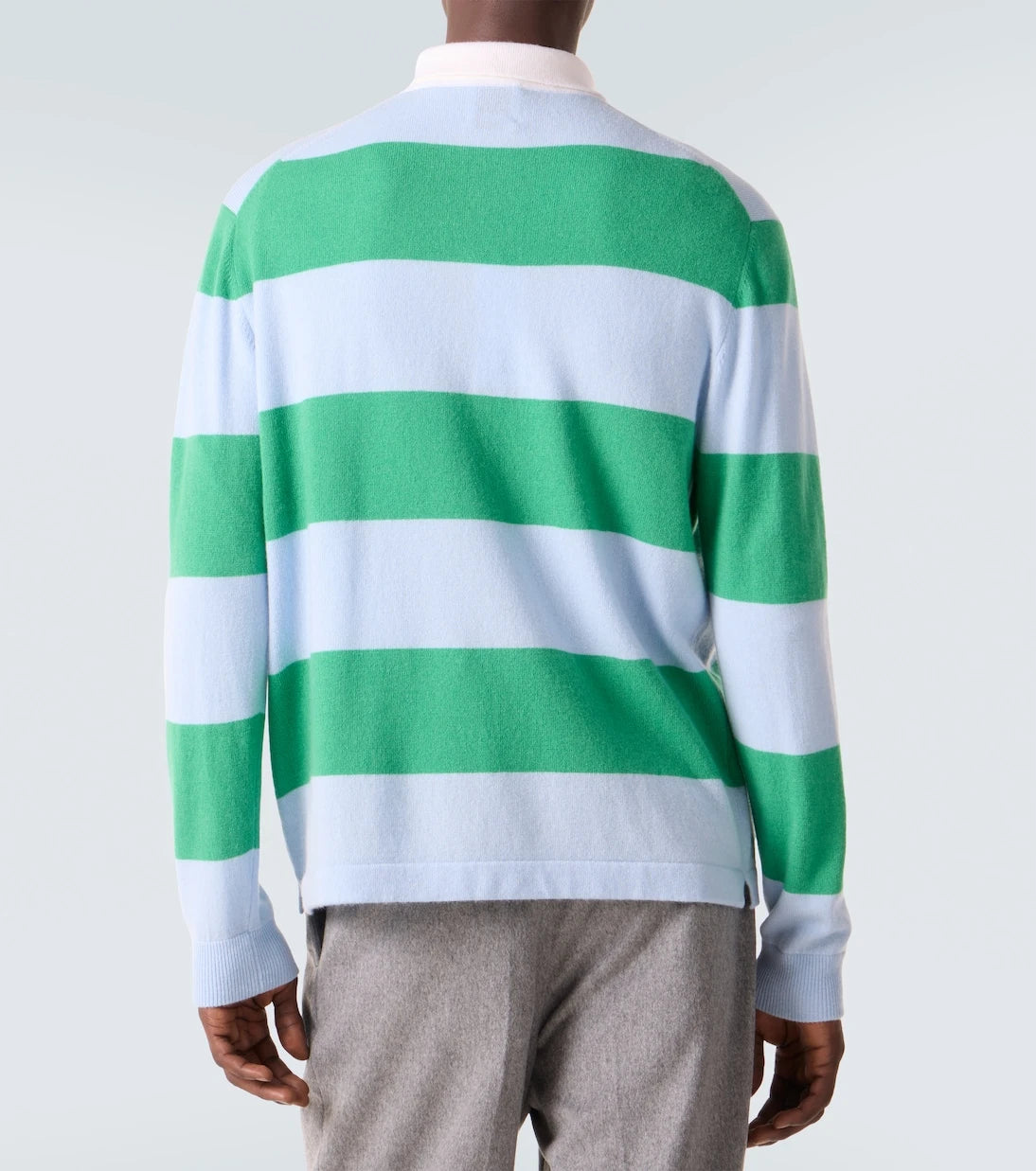 Allude - Striped wool and cashmere polo sweater