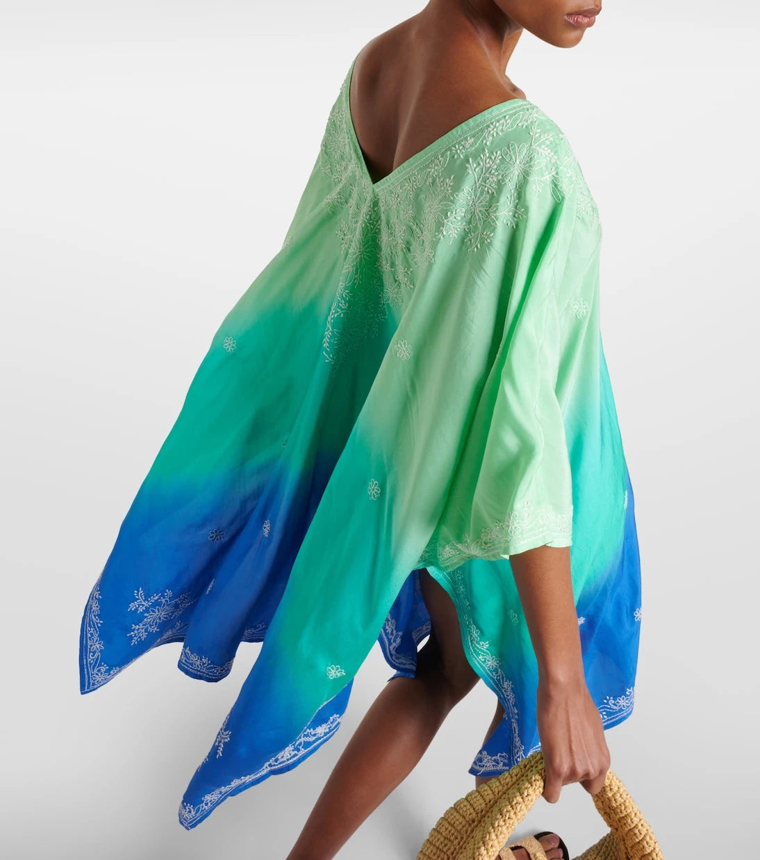 Juliet Dunn - Embroidered ombré silk kaftan