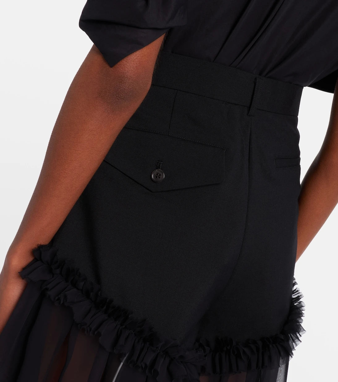 Noir Kei Ninomiya - Ruffled tulle and wool shorts