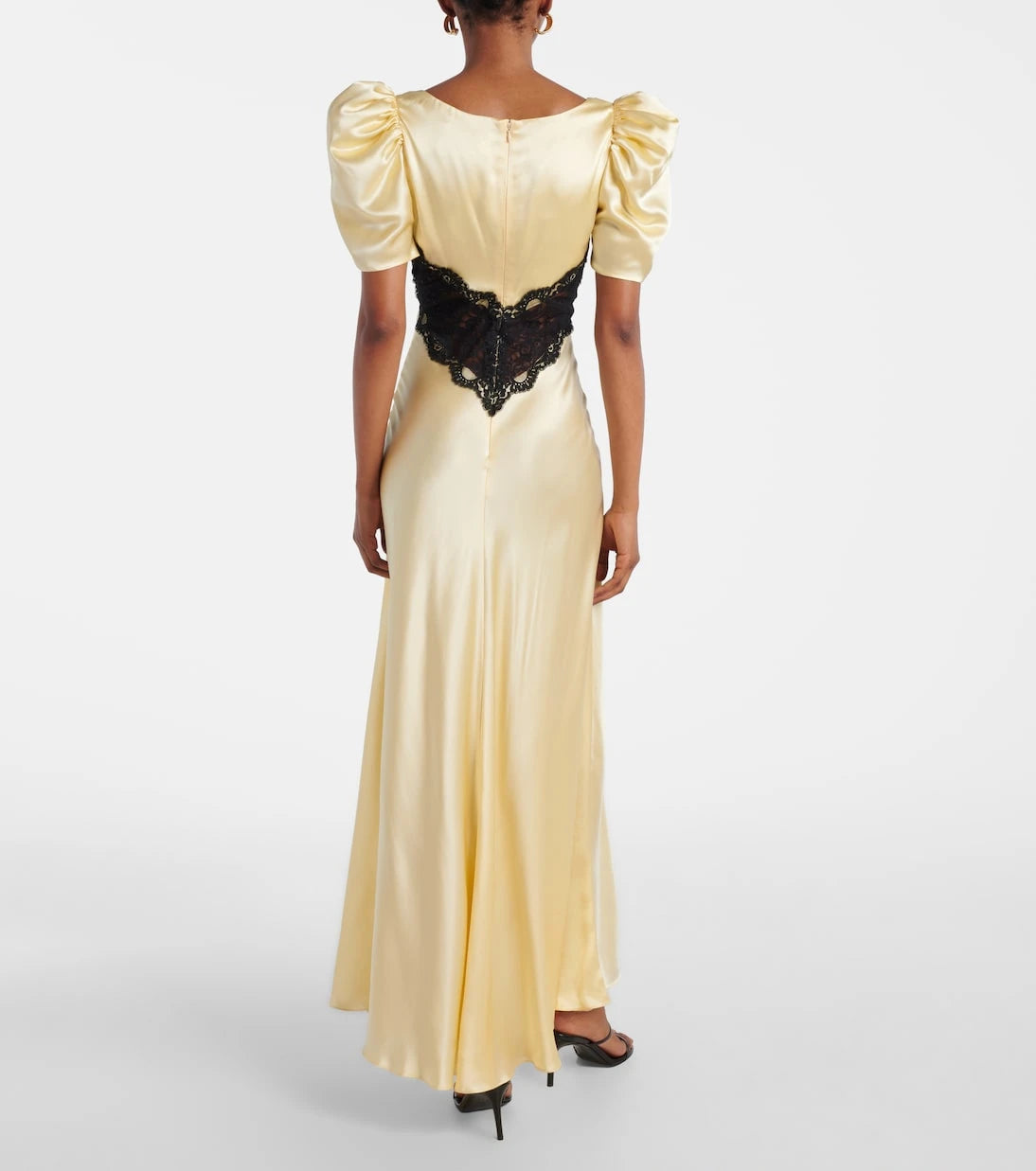 Rodarte - Lace-trimmed silk charmeuse gown