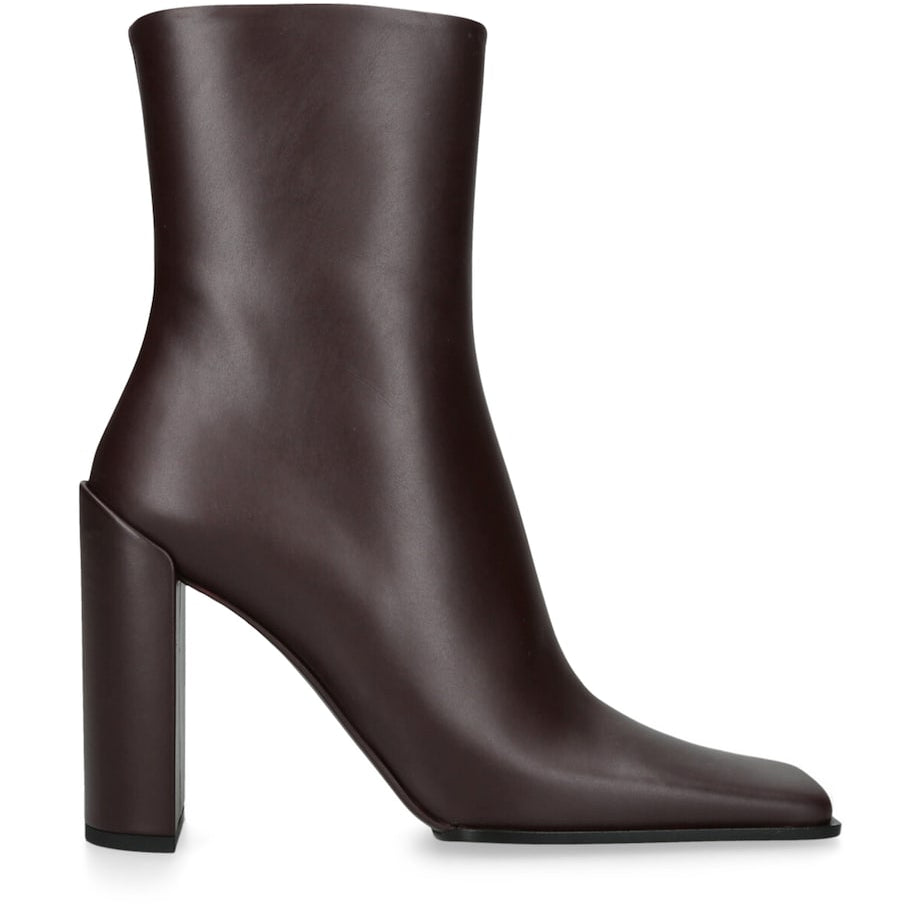 Alaïa Brown Leather Square-Toe Ankle Boots 90