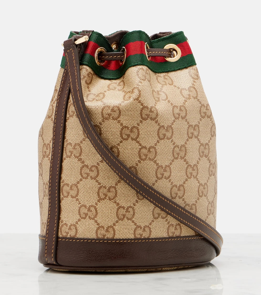 Gucci - Web Stripe Mini GG canvas bucket bag