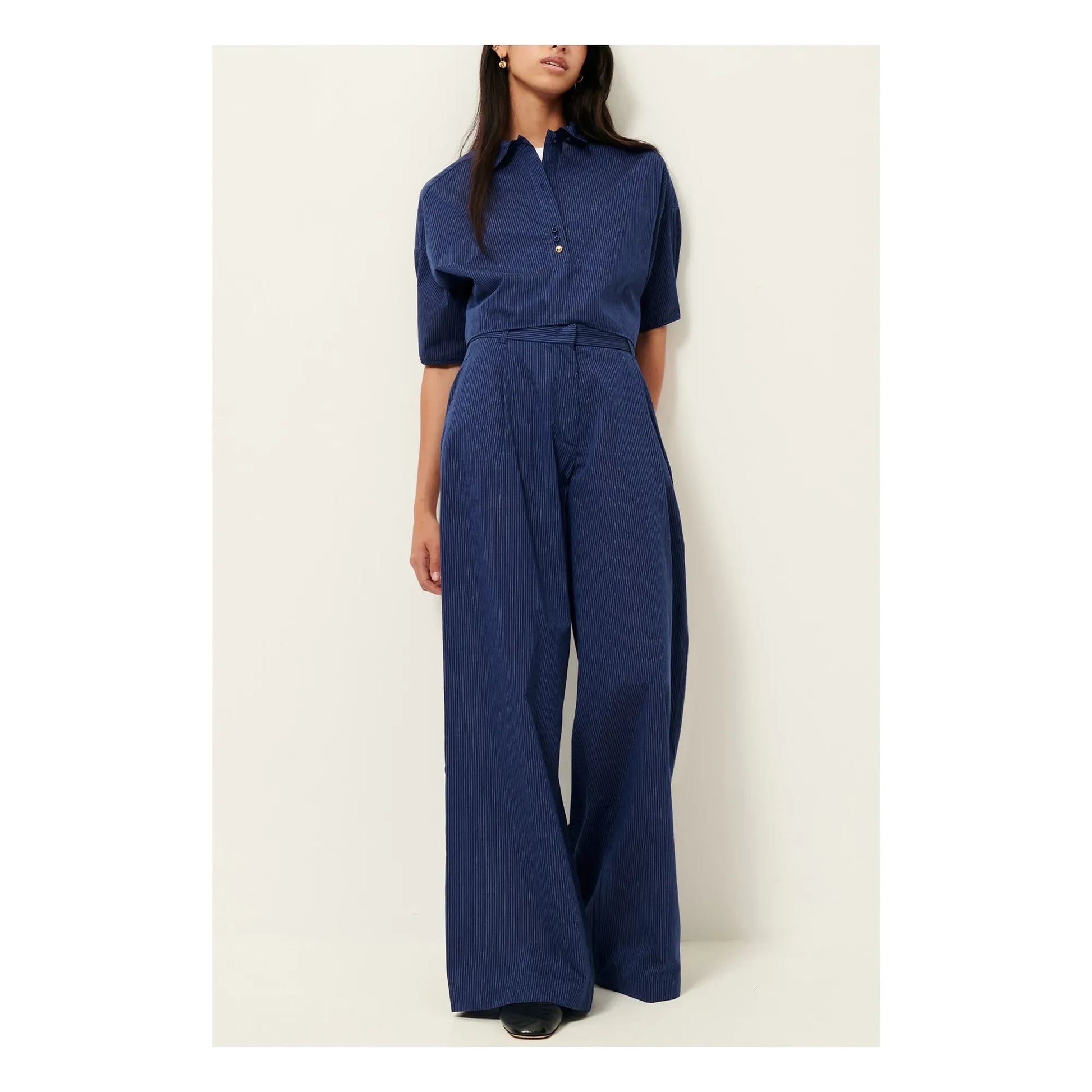 Sessùn - Cotton Stripes U Shirt | Navy blue