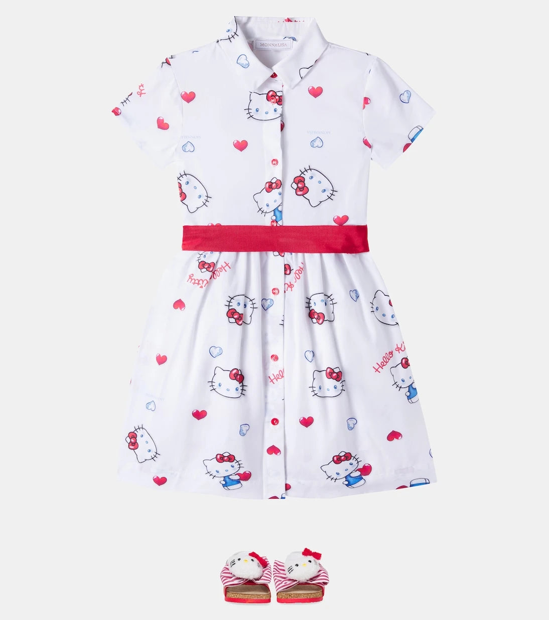 Monnalisa - صندل بأشرطة بعقدة بتصميم Hello Kitty