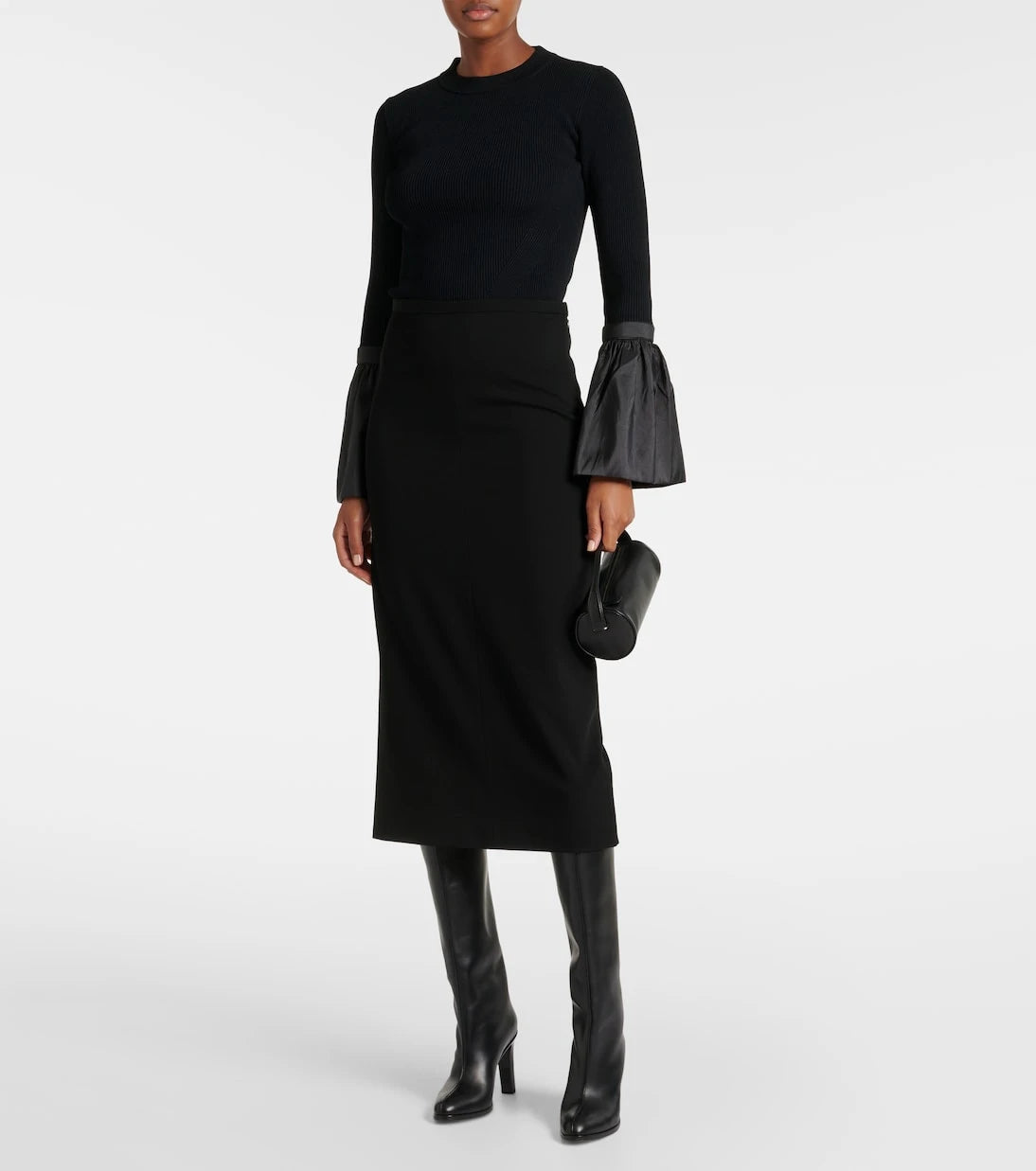 Simkhai - Agata taffeta-trimmed ribbed-knit top