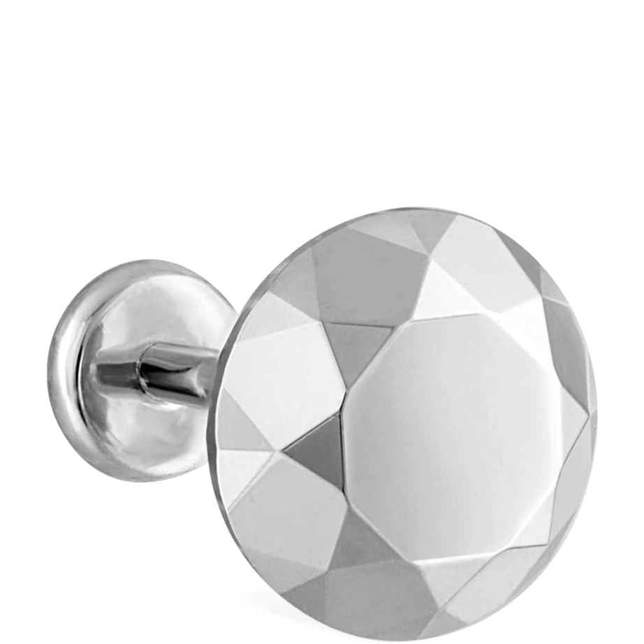 Faceted Round Threaded Stud Earring