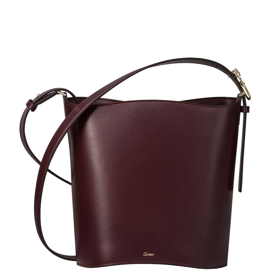 Cartier Burgundy Small Leather Panthère C de Cartier Bucket Bag