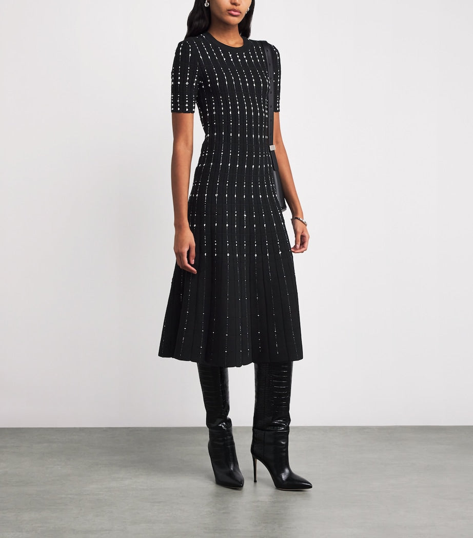Fragmented Stripes Dress BLACK/IVORY