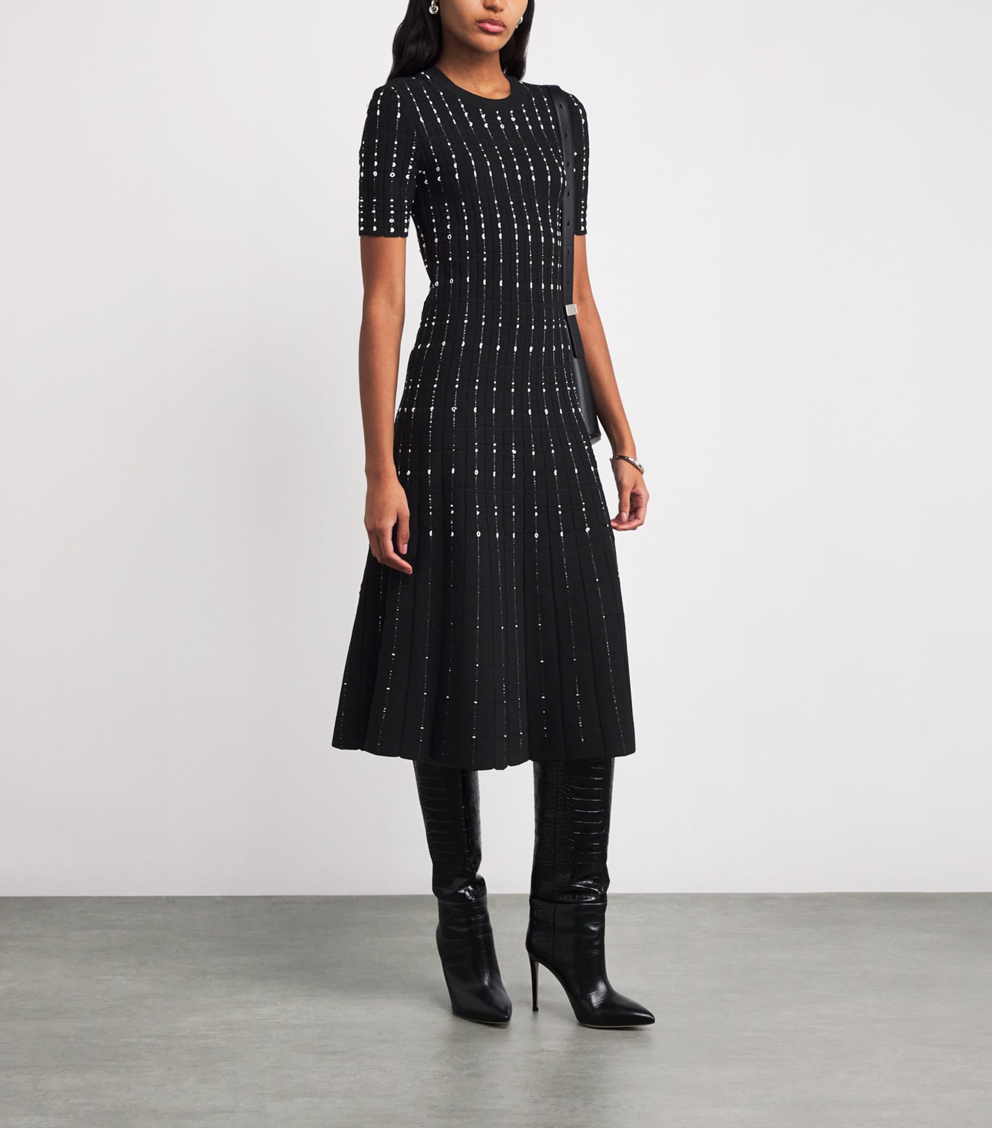 Fragmented Stripes Dress BLACK/IVORY