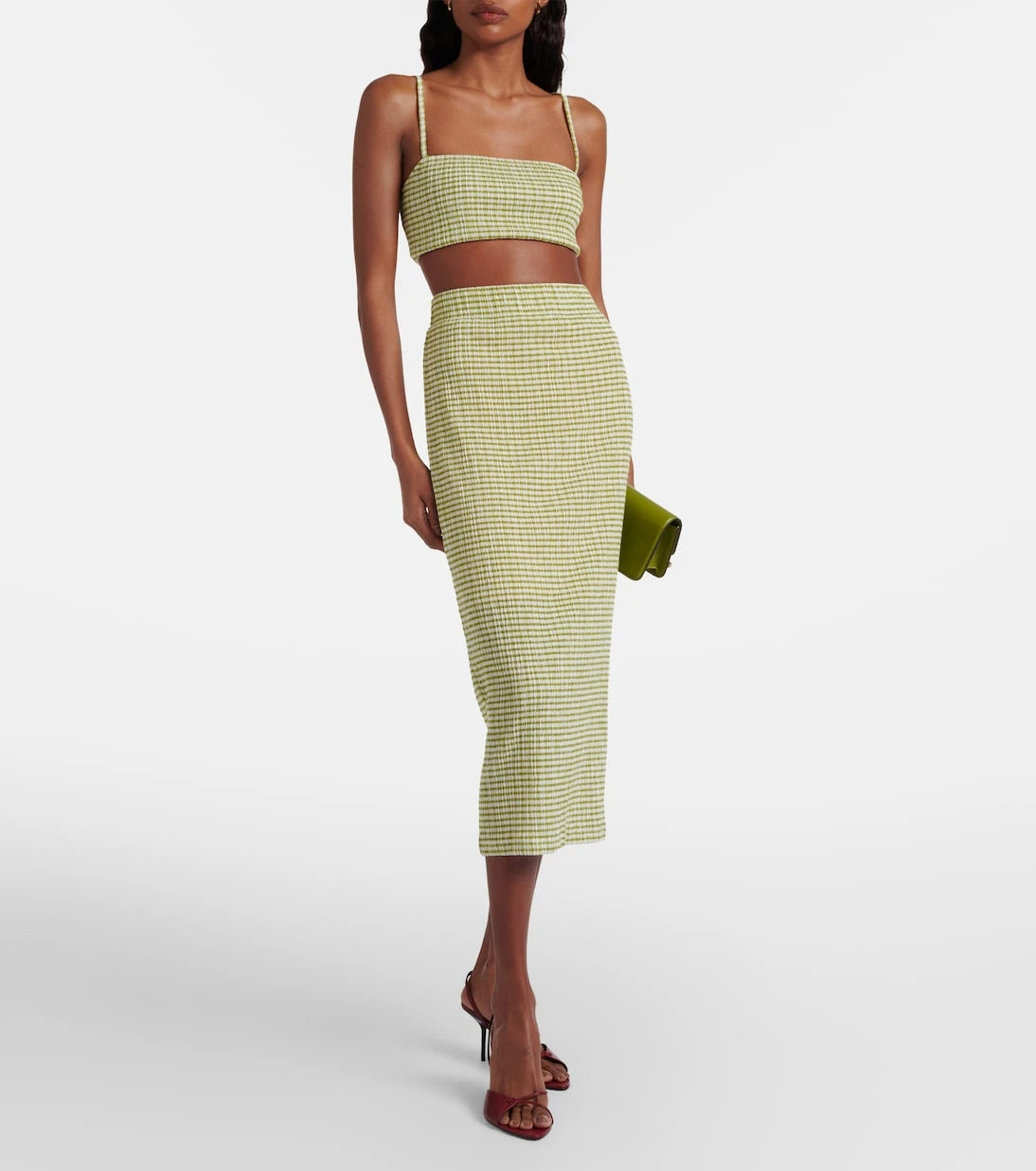 Vince - Gingham midi skirt