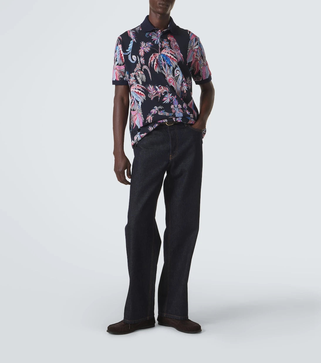 Etro - Printed cotton piqué polo shirt