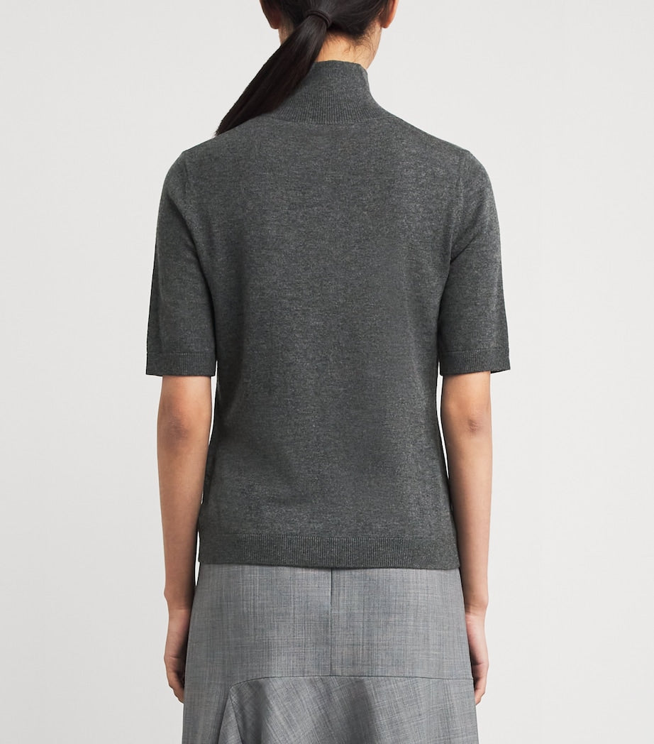Max Mara Grey Wool Short-Sleeve Sweater