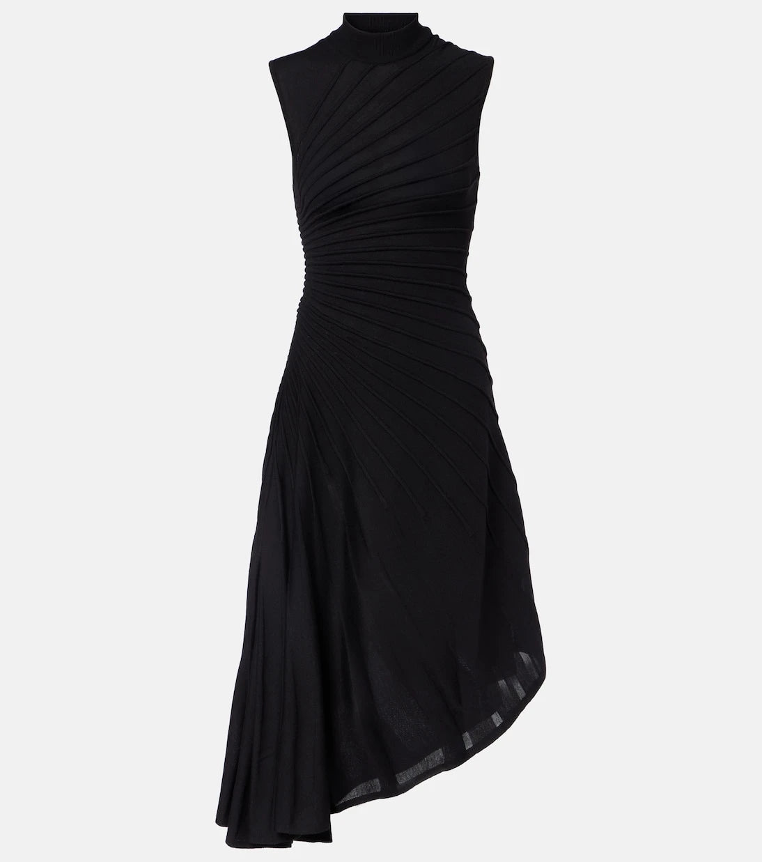 Alaïa - فستان ميدي غير متماثل من صوف بكر
