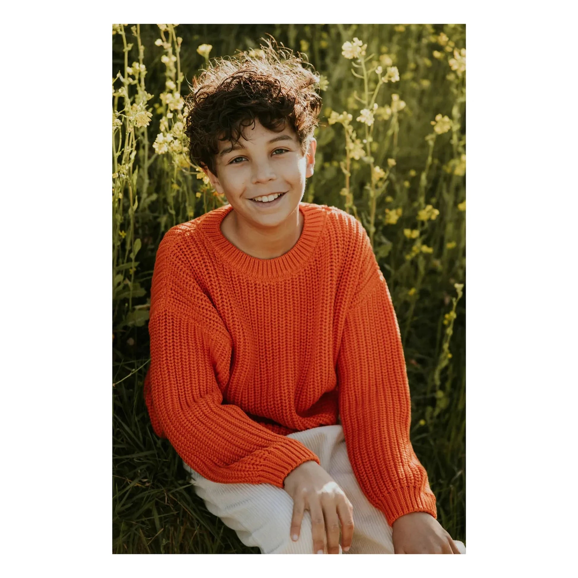 Yuki - Organic Cotton Chunky Sweater | Orange
