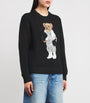 Polo Ralph Lauren Black Cotton Open Knit Polo Bear Sweater