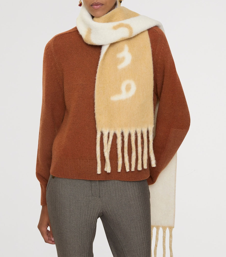 Burberry Beige Alpaca-Blend Reversible Logo Scarf