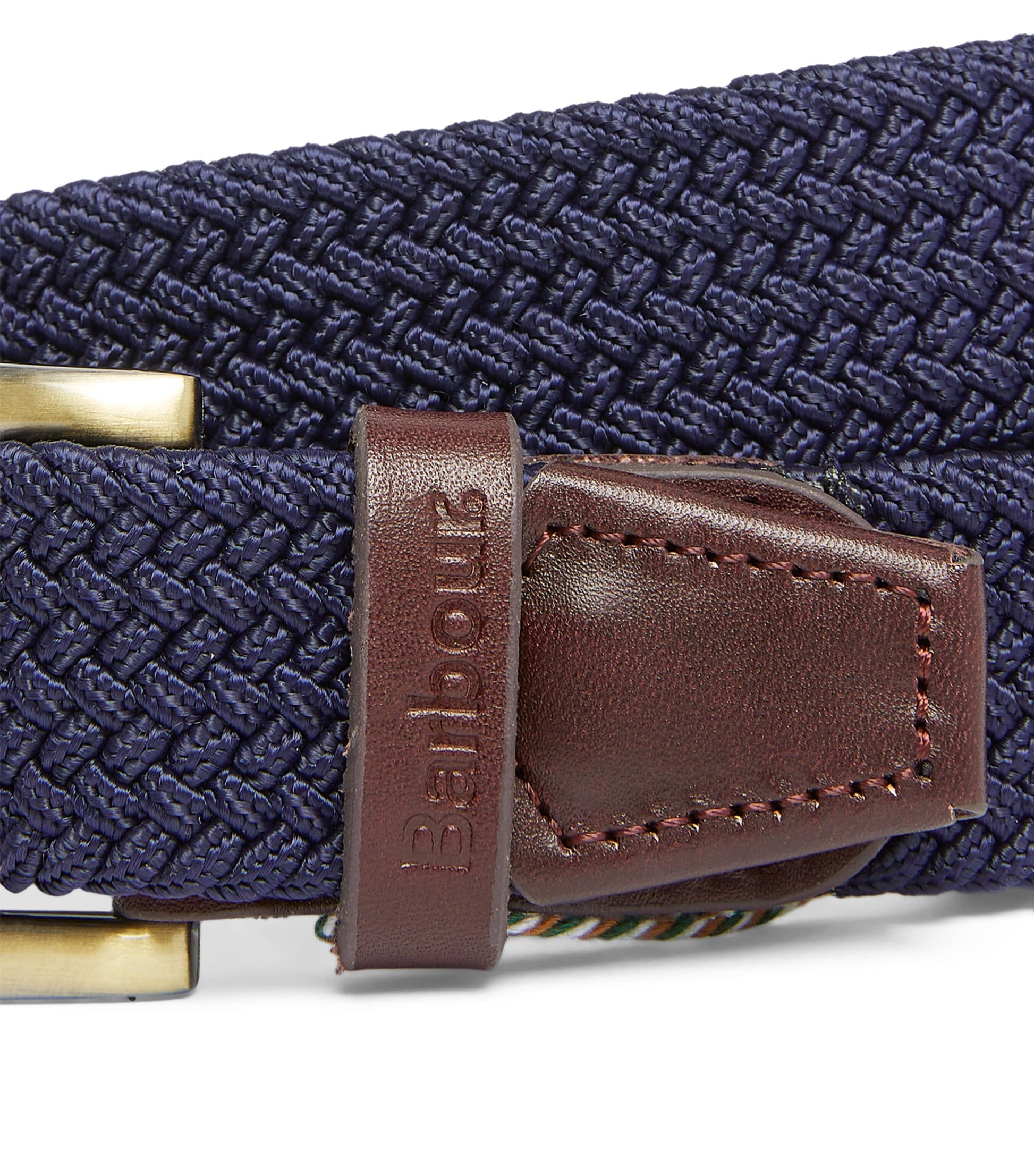 Leather-Trimmed Woven Belt