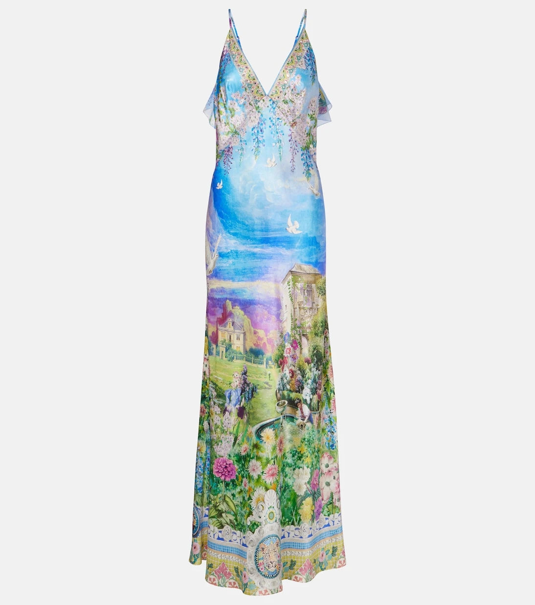Camilla - Printed silk slip dress