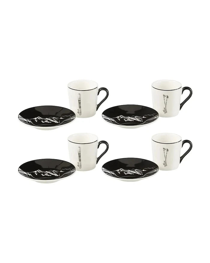 J-Line porselen fincan ve tabak seti, seramikten 11,2 x 11,2 x 6 cm