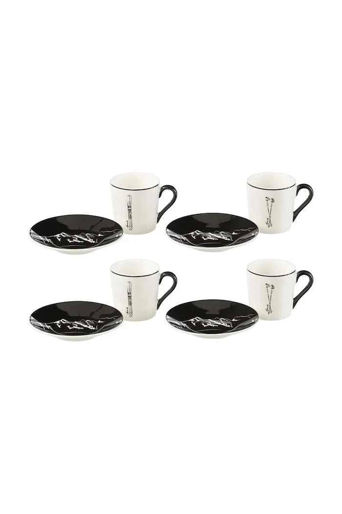 J-Line porselen fincan ve tabak seti, seramikten 11,2 x 11,2 x 6 cm
