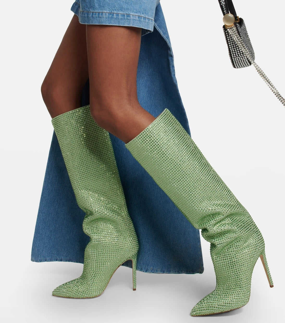 Paris Texas - Holly embellished leather knee-high boots
