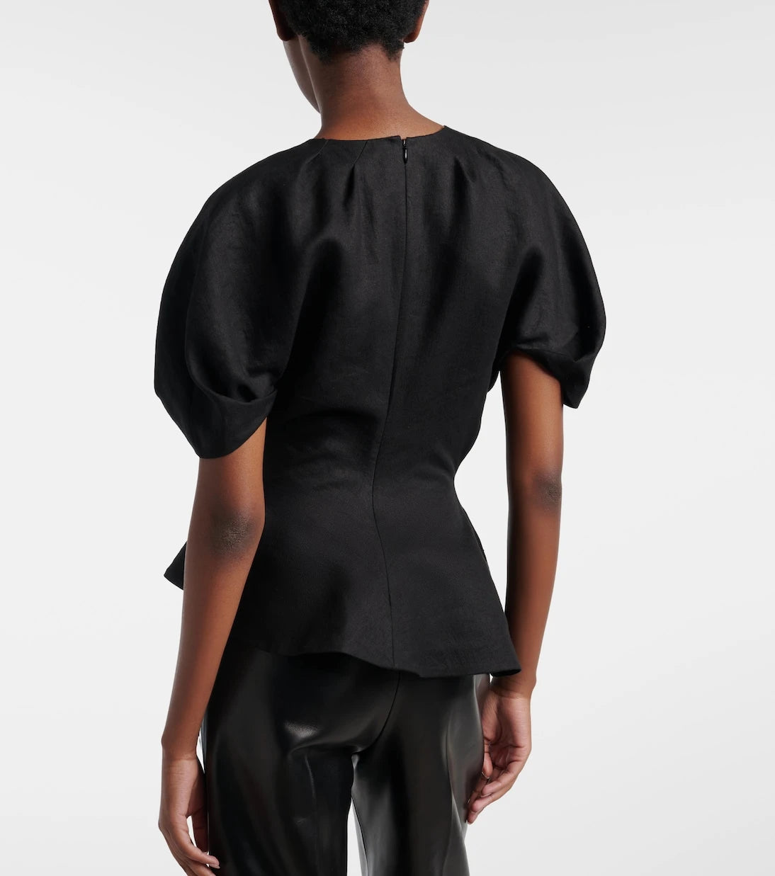 Khaite - Rumi peplum linen-blend top