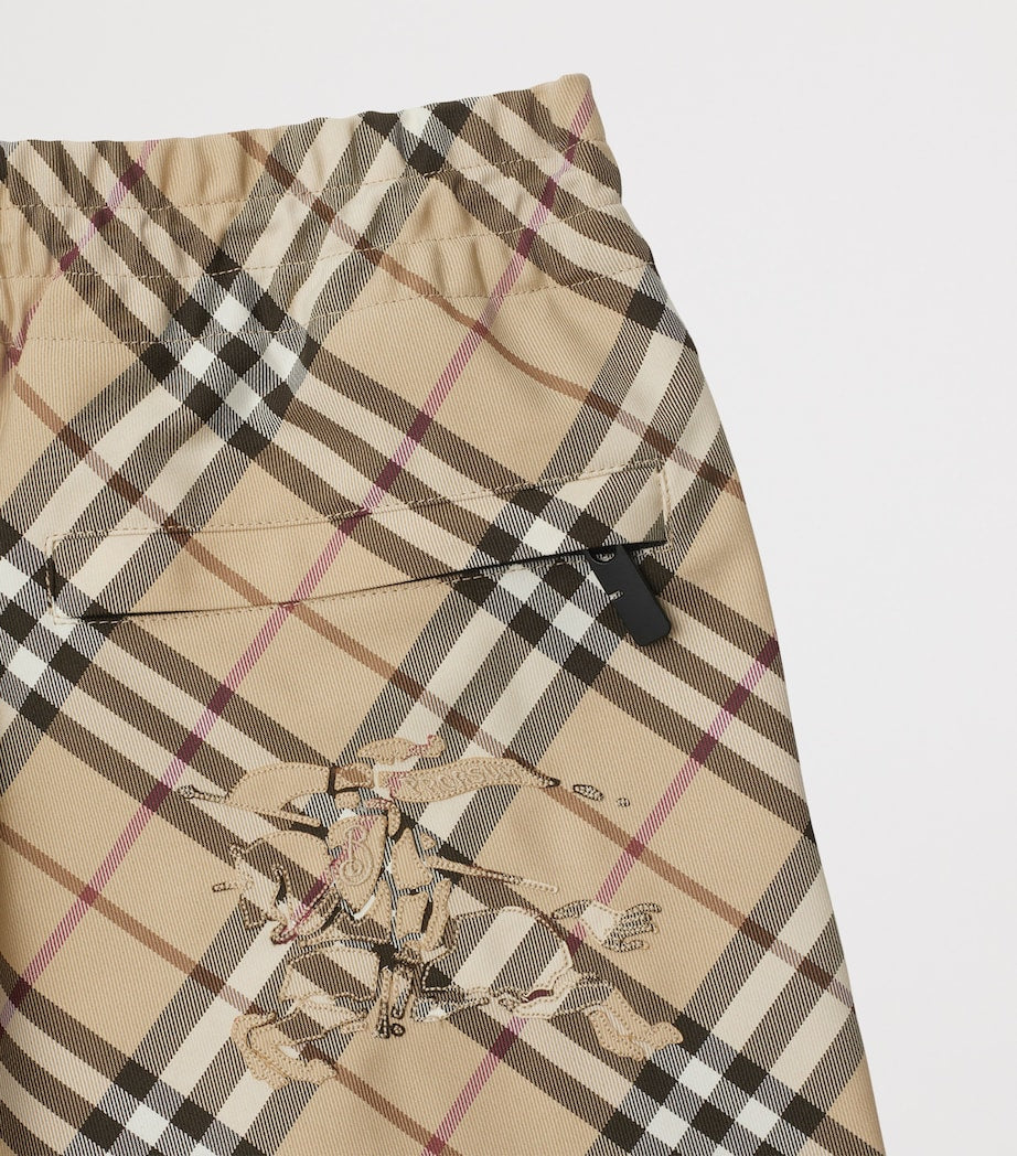 Burberry Beige Technical Check Mid-Rise Shorts