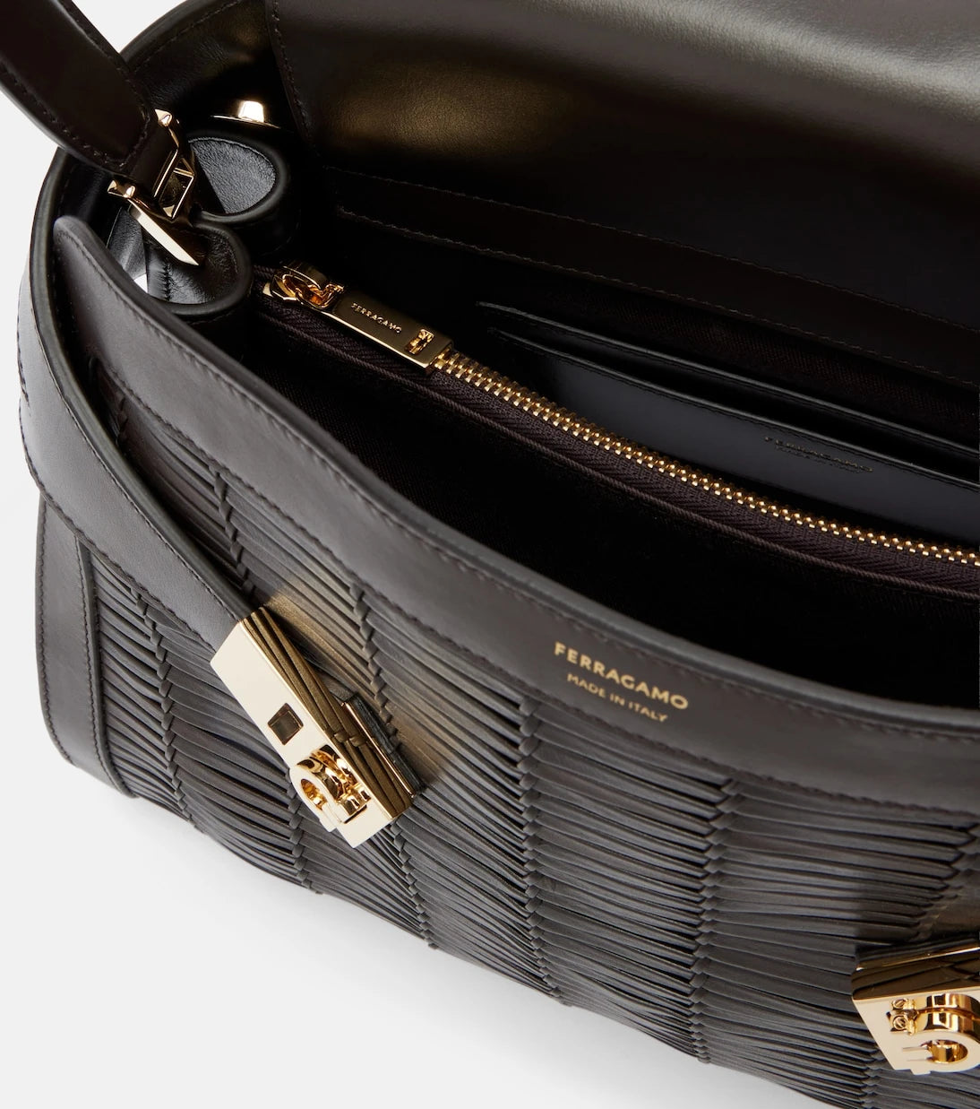 Ferragamo - Hug Medium woven leather shoulder bag