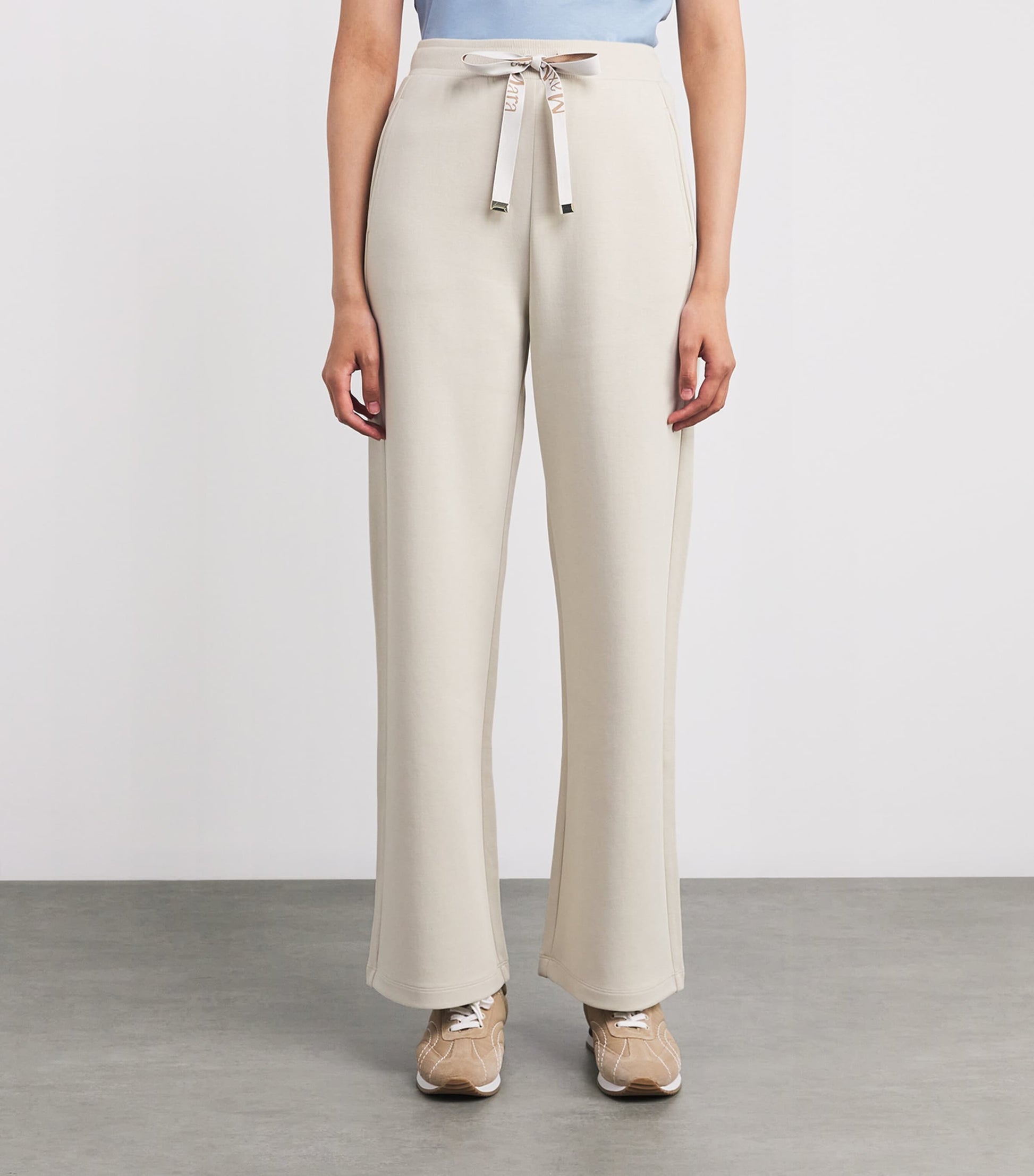White Cotton-Blend Jersey Trousers