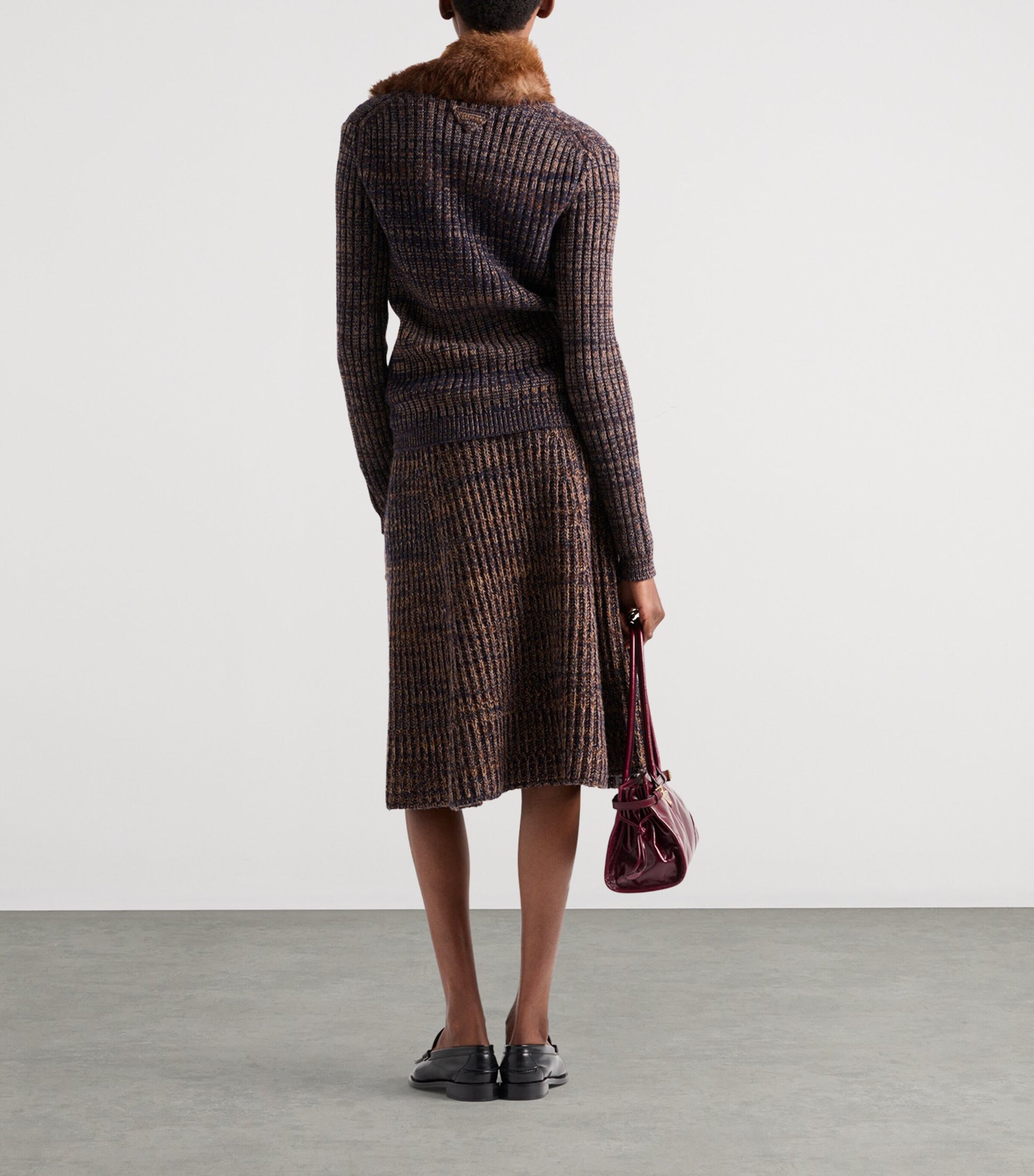 Blue Wool-Cashmere Mouliné Cardigan