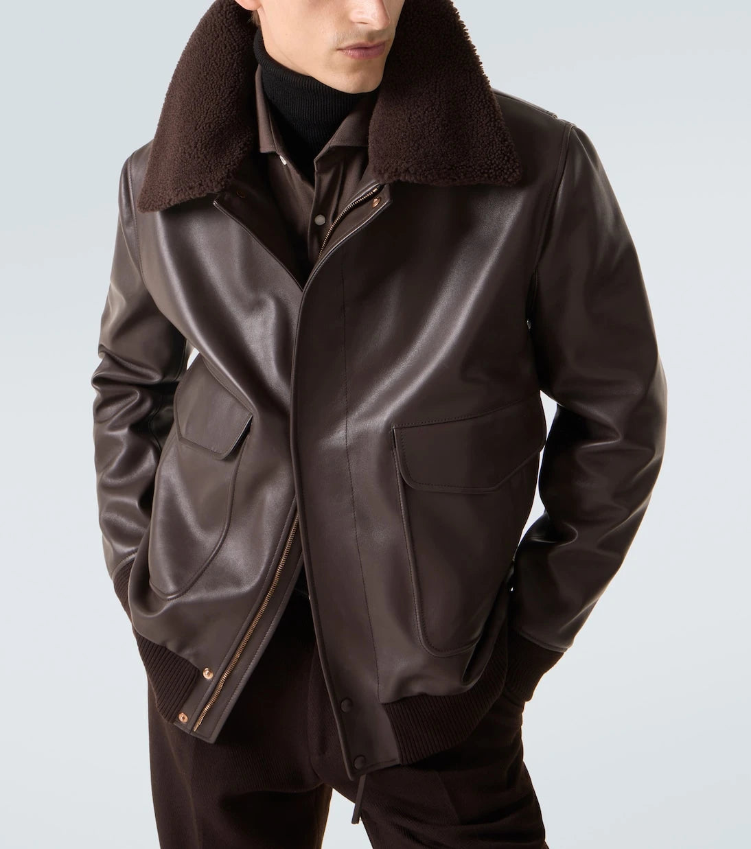Gabriela Hearst - Shearling-trimmed leather bomber jacket