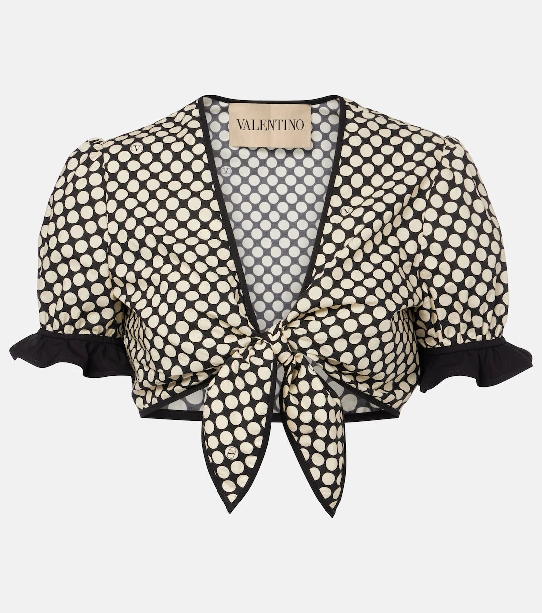 Valentino - Plus De Pois cotton poplin crop top