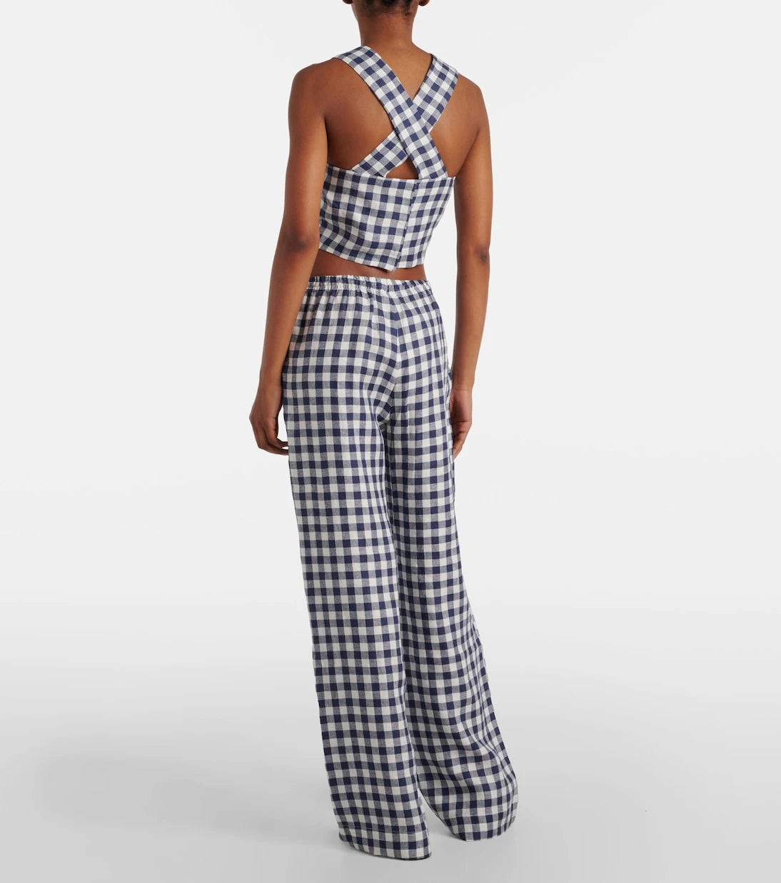 Asceno - Aurelia gingham linen wide-leg pants