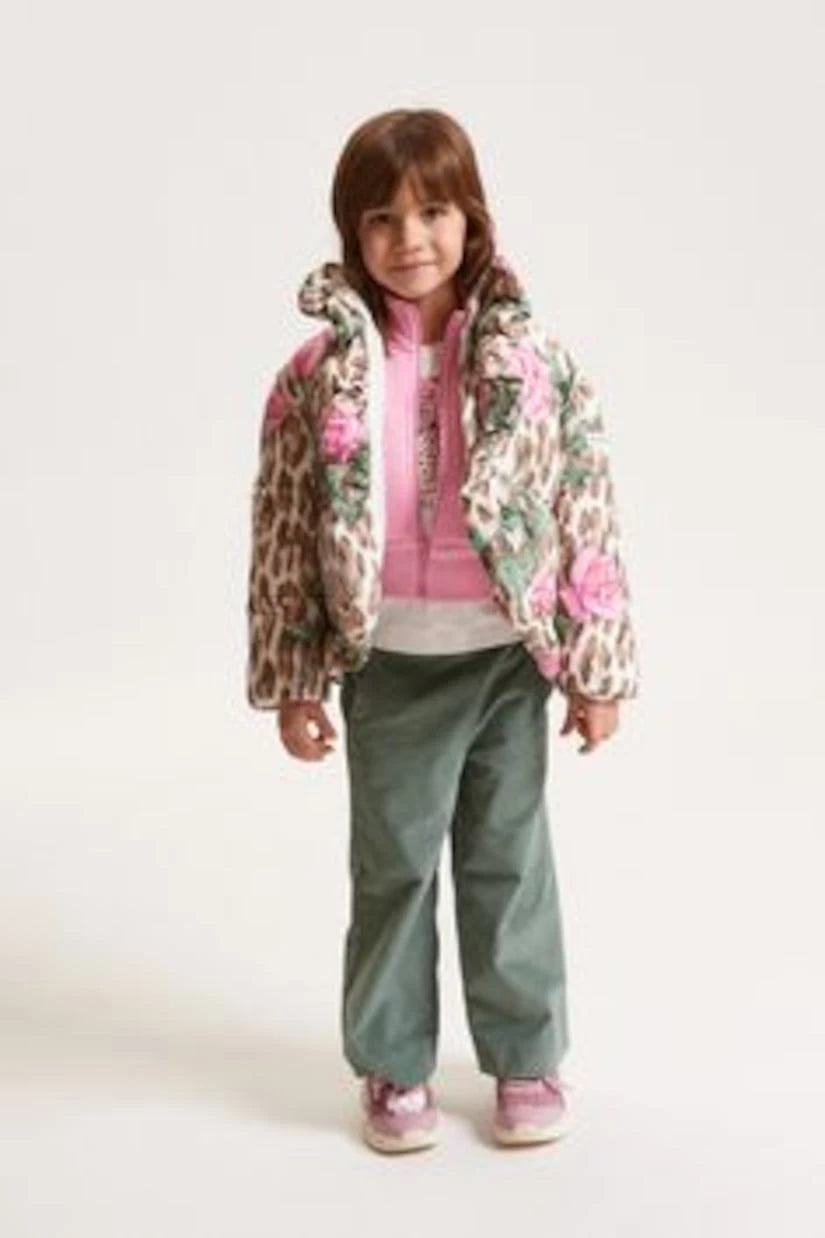Monnalisa - Floral leopard-print puffer jacket