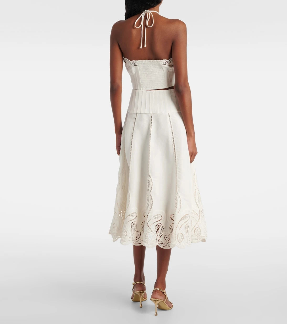 Simkhai - Mellie scalloped linen-blend crop top