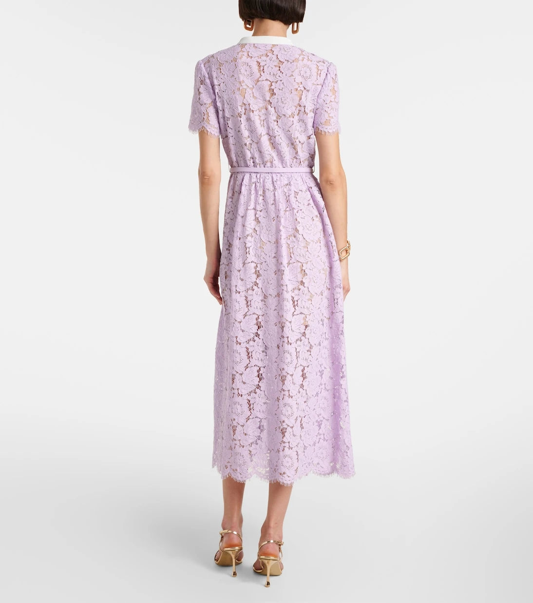 Self-Portrait - Belted lace midi dress