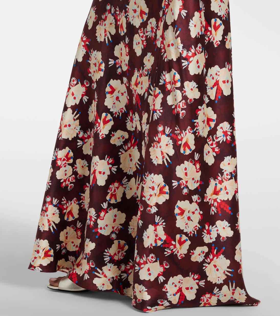 Rabanne - Chain-detail floral silk maxi skirt
