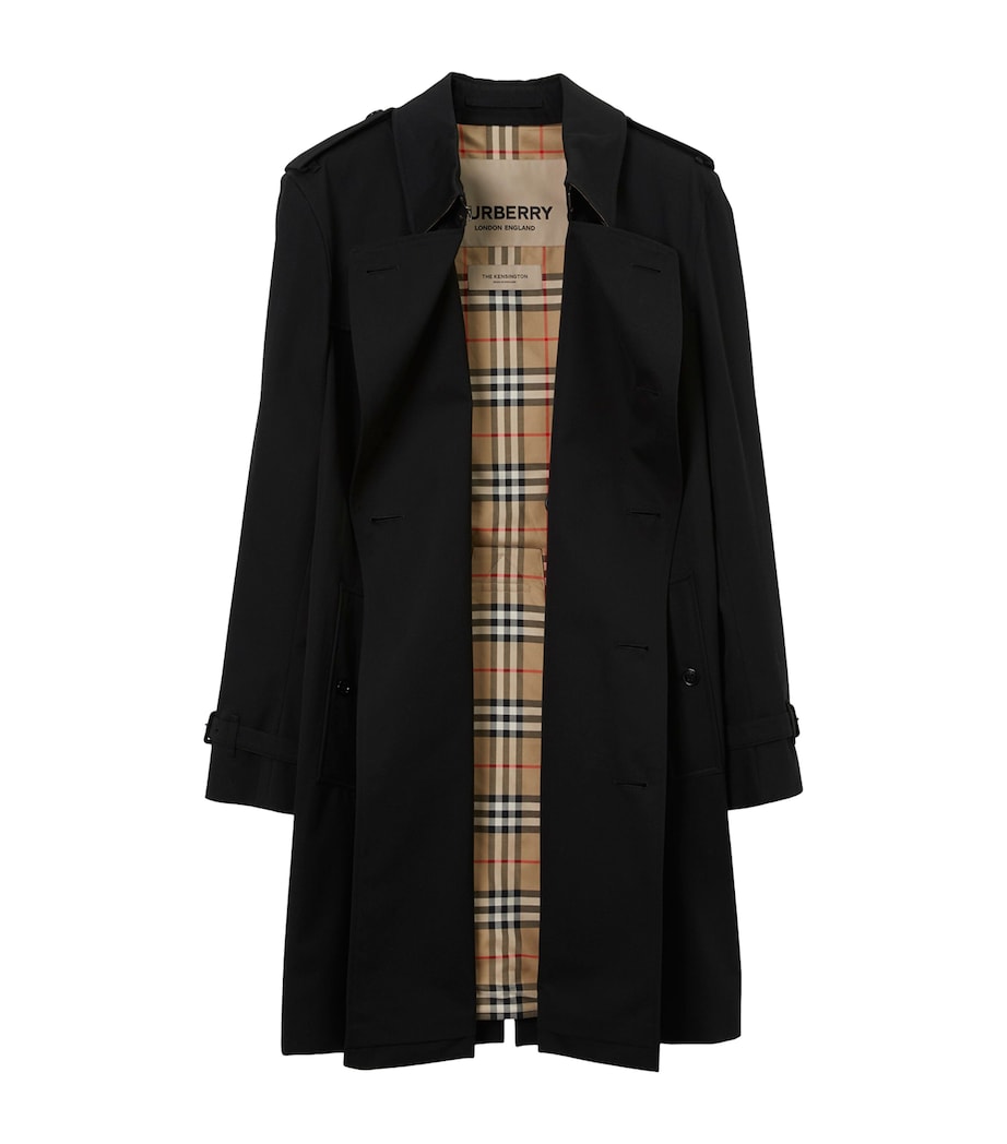 Burberry Black Mid-Length Kensington Heritage Trench Coat