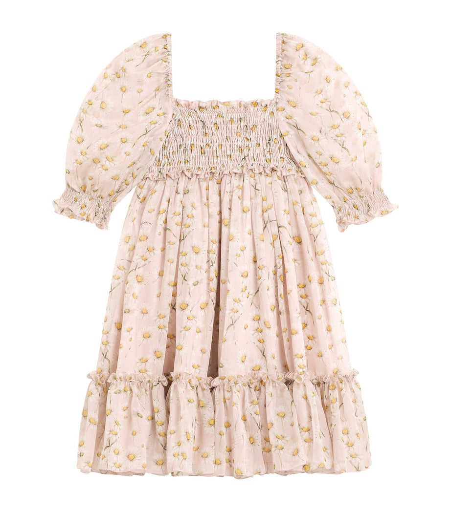Dolce & Gabbana Kids Silk Chiffon Daisy Print Dress (8-12+ Years)