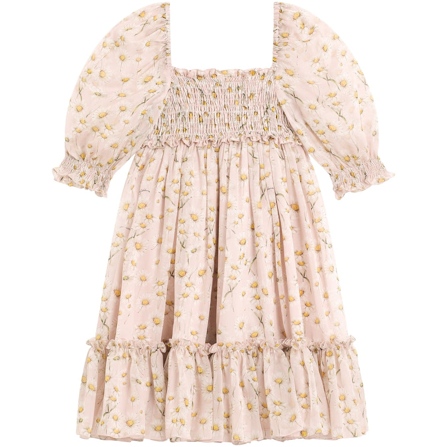 Dolce & Gabbana Kids Silk Chiffon Daisy Print Dress (8-12+ Years)