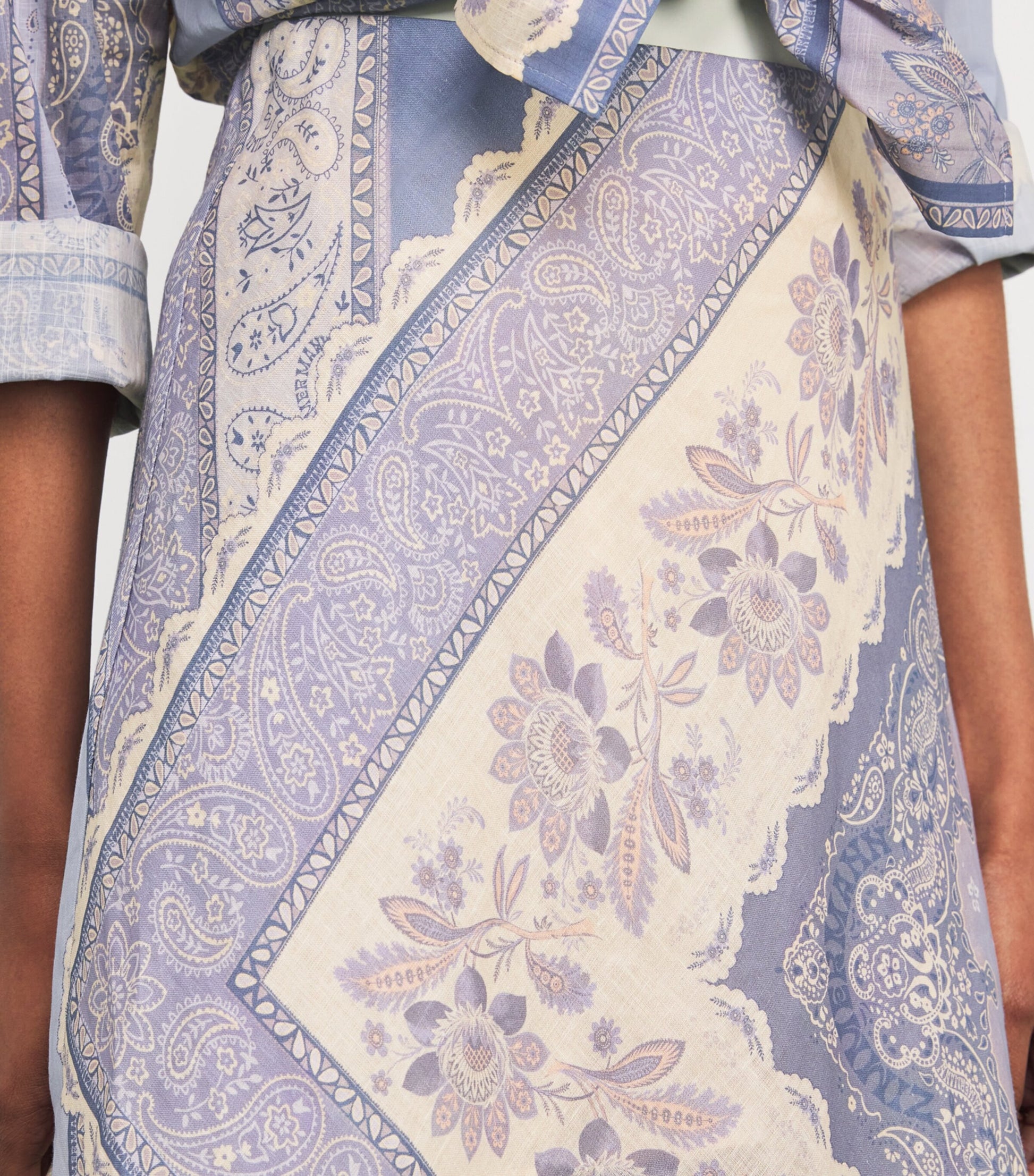 Blue Printed Lucky Bias Maxi Skirt