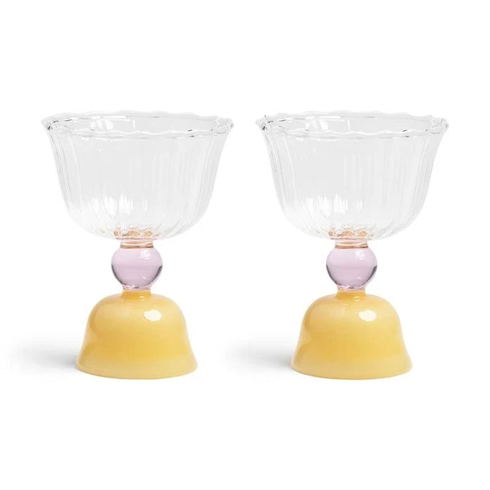 &k amsterdam Glass Tulip Caramel 200 ml (2 Parça) Şarap Kadehi Seti
