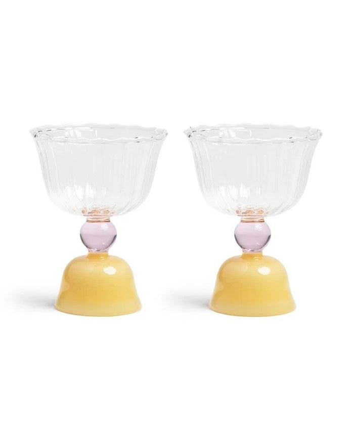 &k amsterdam Glass Tulip Caramel 200 ml (2 Parça) Şarap Kadehi Seti