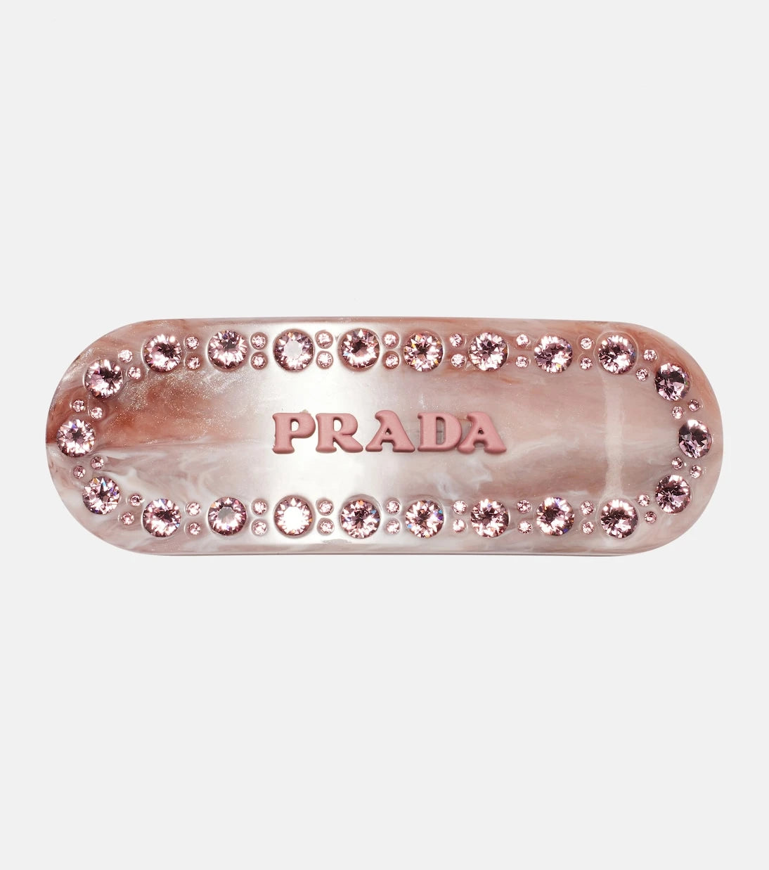 Prada - دبوس شعر بشعار مزين بالكريستال