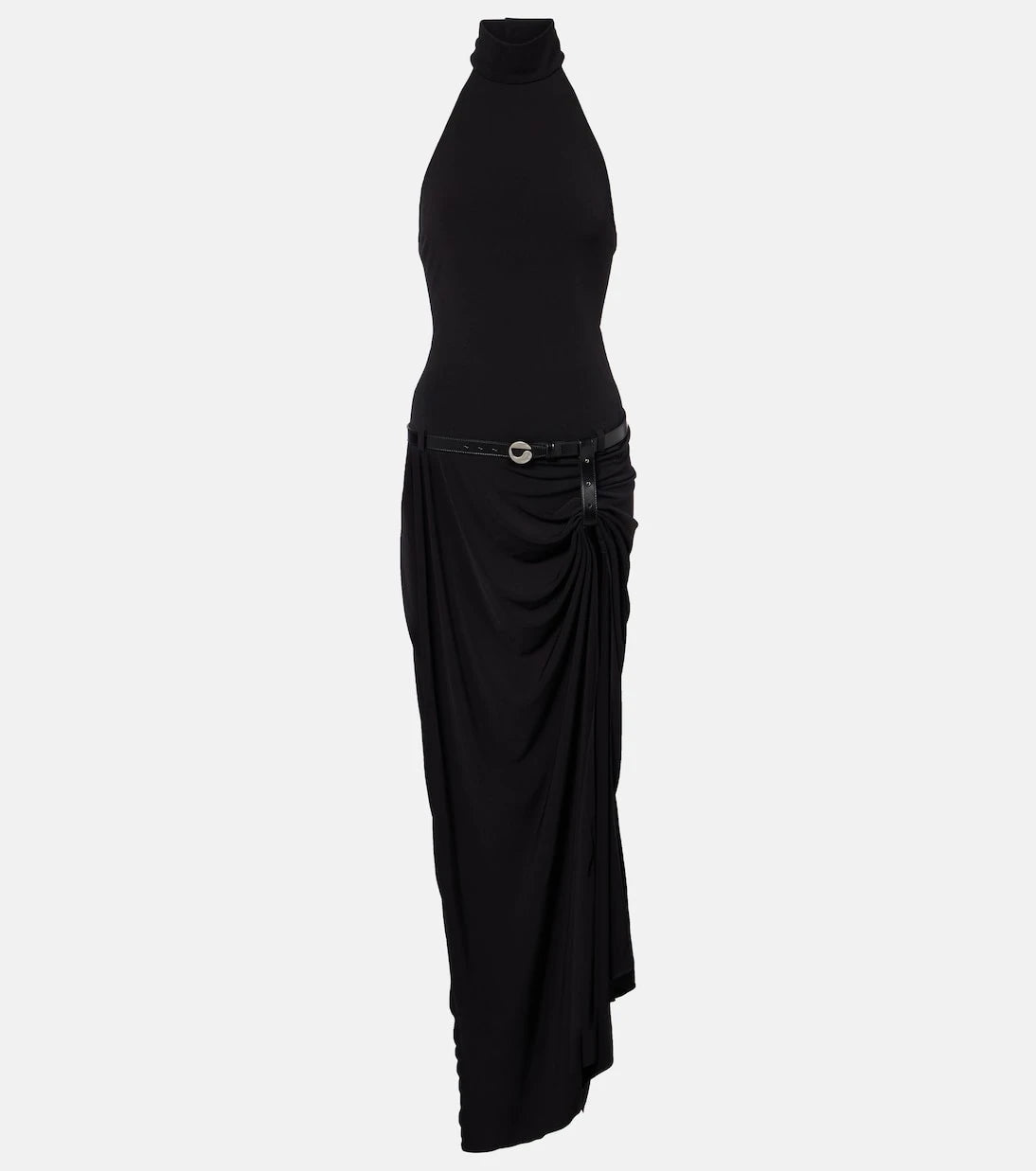 Coperni - Belted asymmetric draped halterneck maxi dress