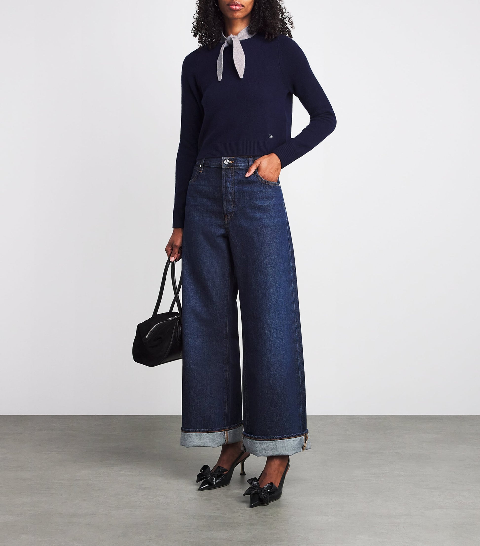 Claudie Pierlot Multi Wool-Cashmere Tie-Detail Sweater