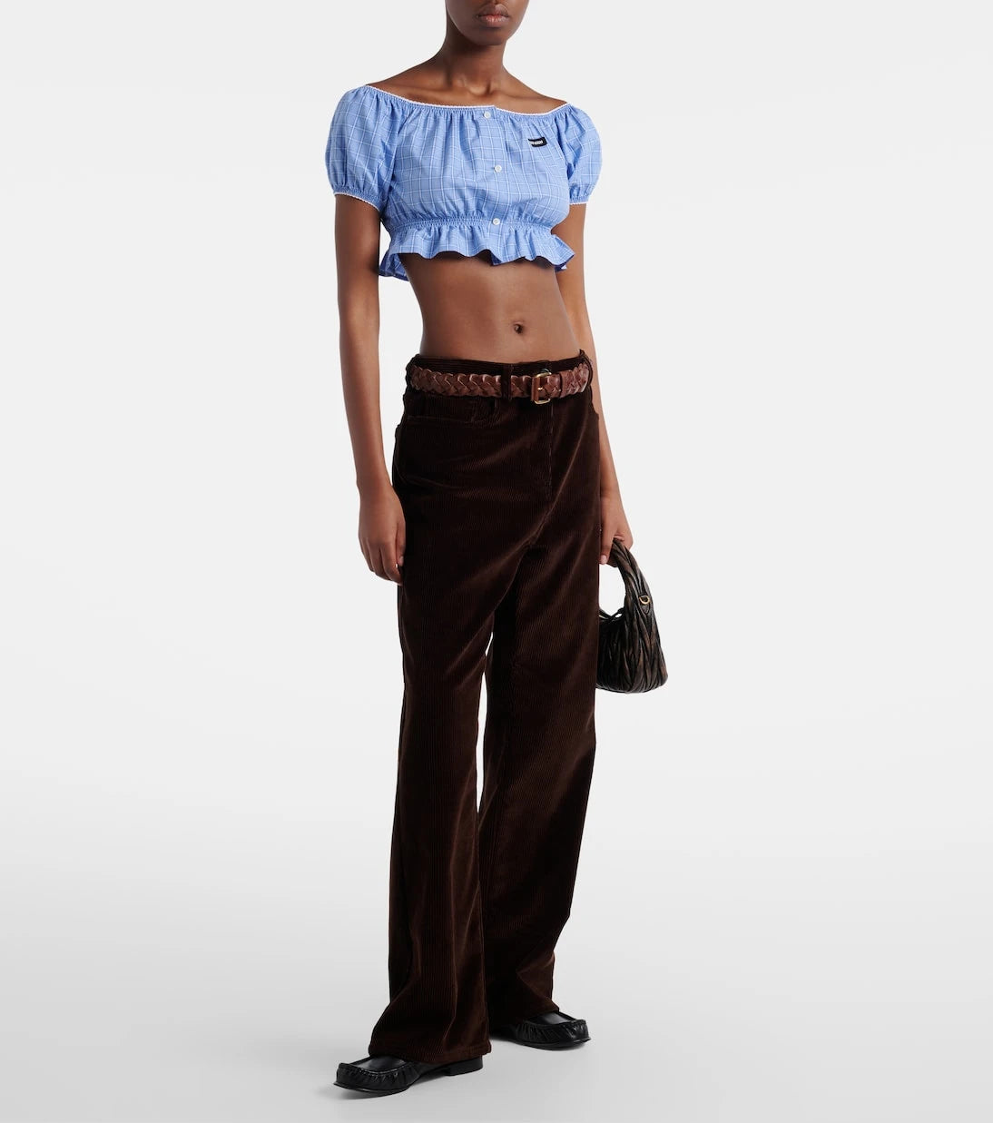 Miu Miu - Checked cotton poplin crop top