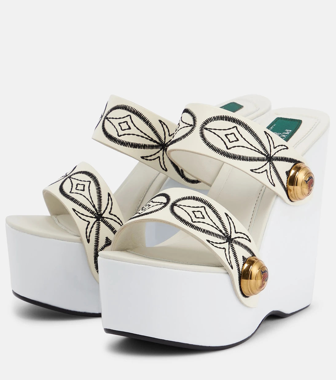 Pucci - Embroidered leather wedge sandals